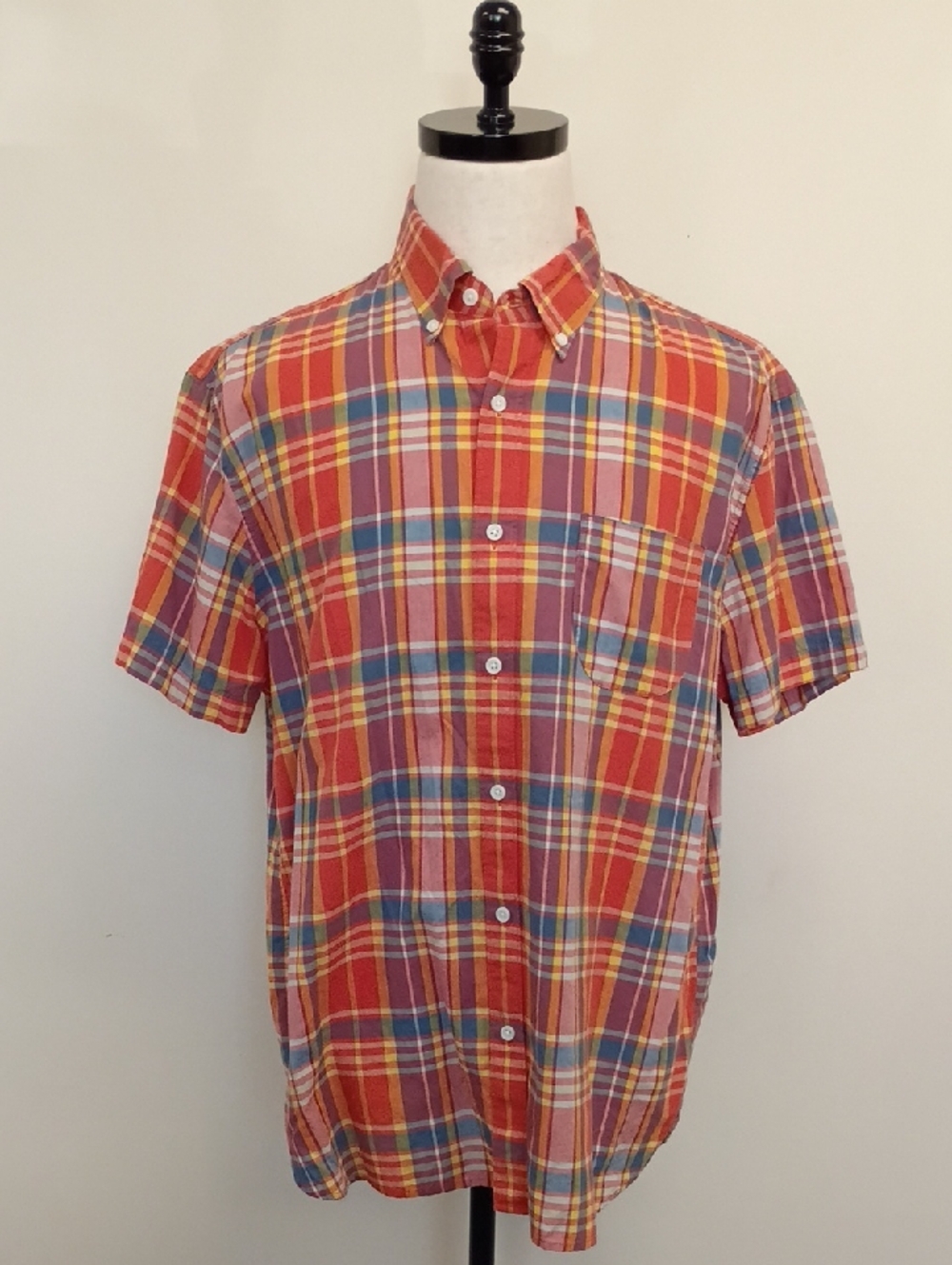 J.Crew Red Multicolor Plaid Short Sleeve Button Down Shirt Size Medium